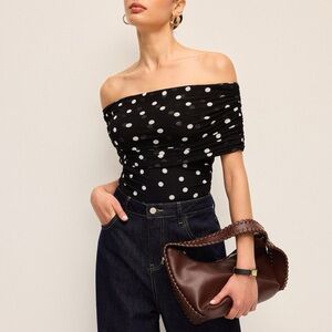 Commense Black and White Polka Dot Bodysuit